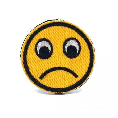 Smutný smile nášivka - žltá / šírka 5 cm x 5 cm výška /